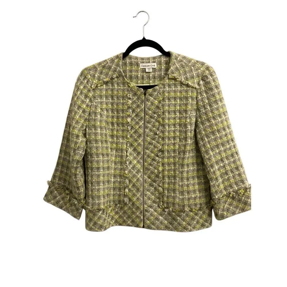 Coldwater Creek Tweed Plaid Jacket size 4-6 Clueless Academia